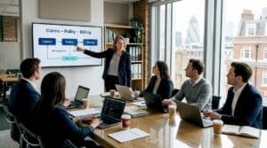 Insurance team reviewing integration workflow