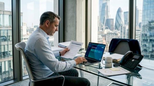 Insurance executive reviewing cloud security checklist