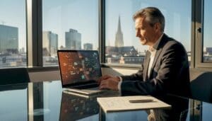 Executive reviews insurance API marketplace workflow