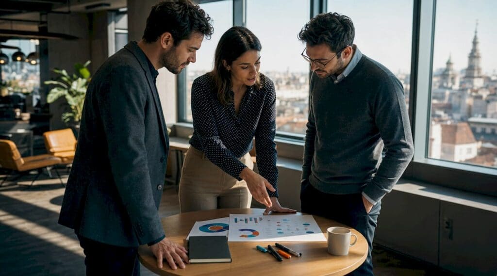 Team collaborating on insurer agility report