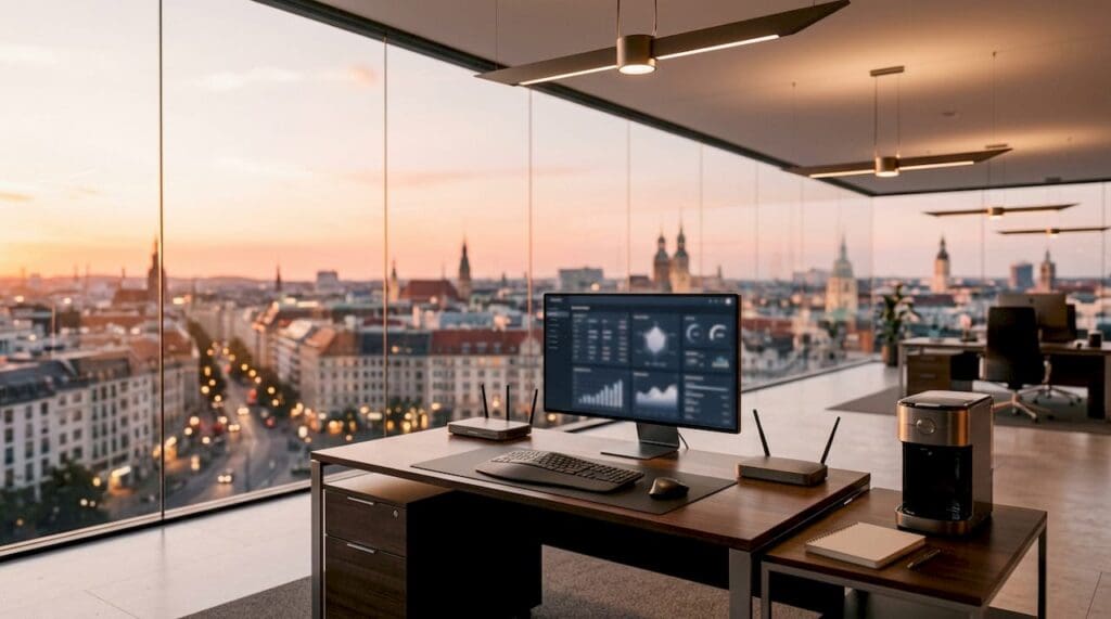 Insurance operational tech workspace close-up