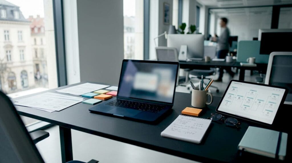 Modern low-code insurance technology workspace