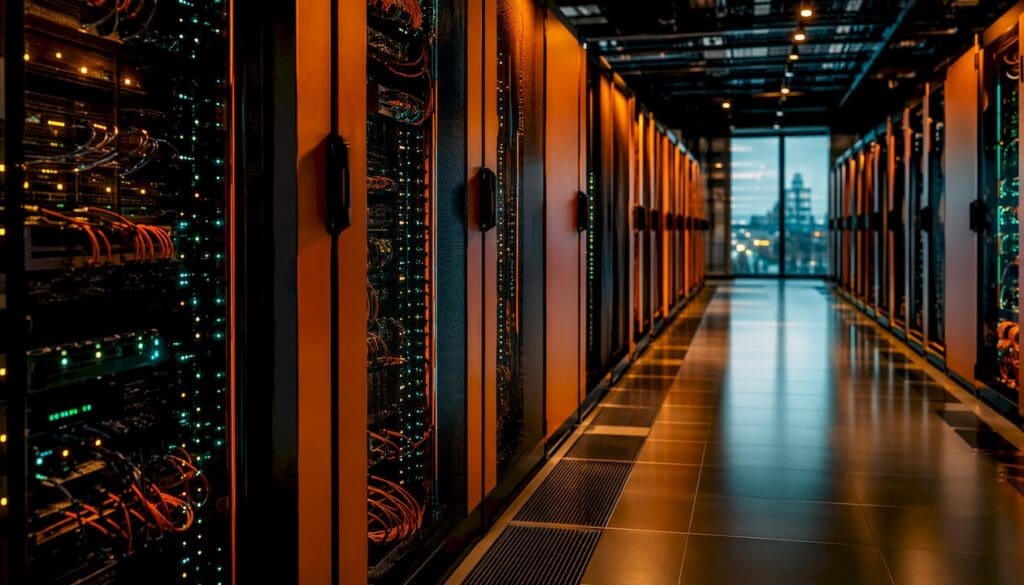 Modern cloud-native insurance platform server racks