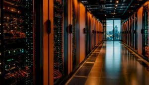 Modern cloud-native insurance platform server racks