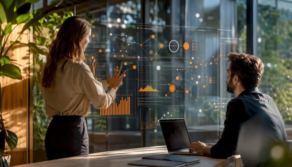 Abstract digital dashboards showing streaming insurance data