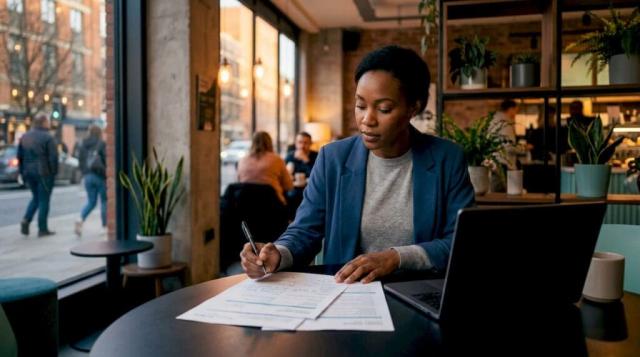 Abstract digital insurance tech setup in European office